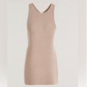 Abercrombie Beige/Nude Scuba Cross-Back Elevated Knit Mini Dress